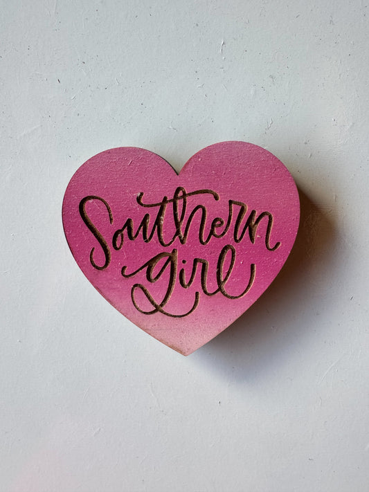 Heart shaped Southern Girl fridge magnet